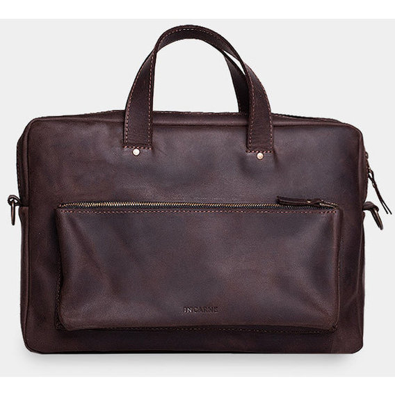 INCARNE Handmade Leather Laptop bag Biz Brown for MacBook 15-16"