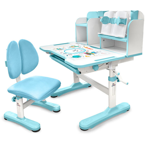Комплект мебели (стол + стульчик + полка) Evo-kids BD-28 Panda Blue (BD-28 BL)