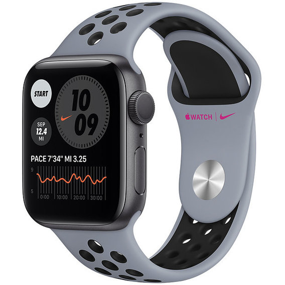 Apple Watch Series 6 Nike 40mm GPS Space Gray Aluminum Case with Obsidian Mist/Black Nike Sport Band (M02K3,MG3V3AM)