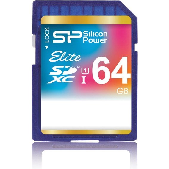 Карта памяти Silicon Power 64GB SDXC Class 10 UHS-I U1 Elite (SP064GBSDXAU1V10)