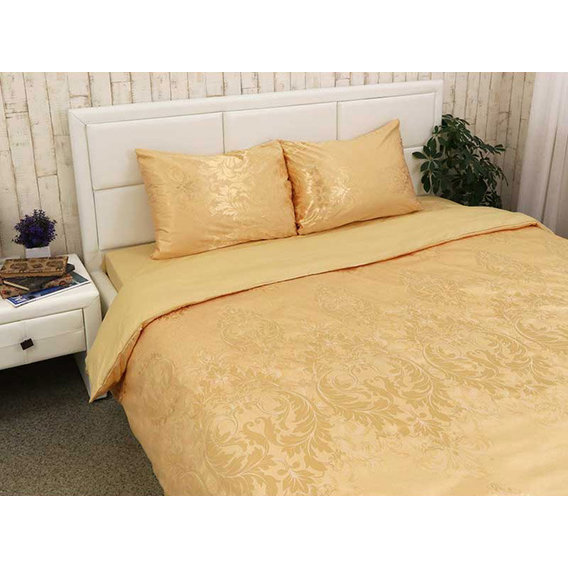 Комплект постельного белья Руно АЖ Золотой сатин набивной полуторный с простынью 200х220 см (677.137АЖ_Золото)