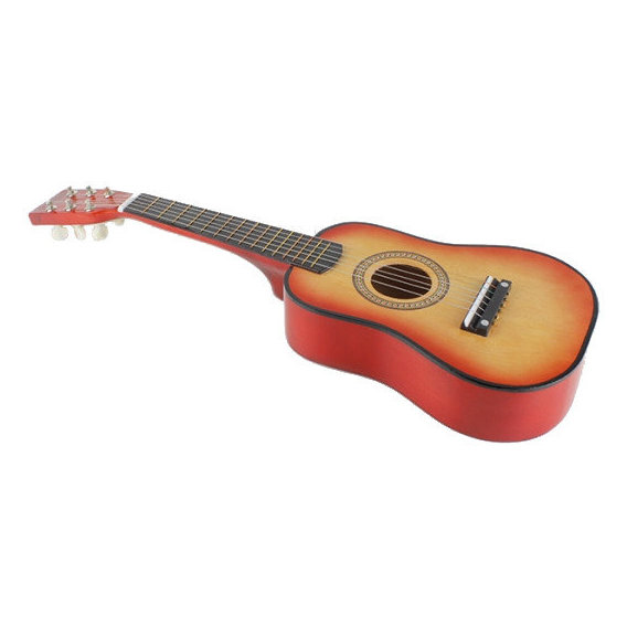 Игрушечная гитара с медиатором METR+ M 1369 деревянная (Оранжевый)