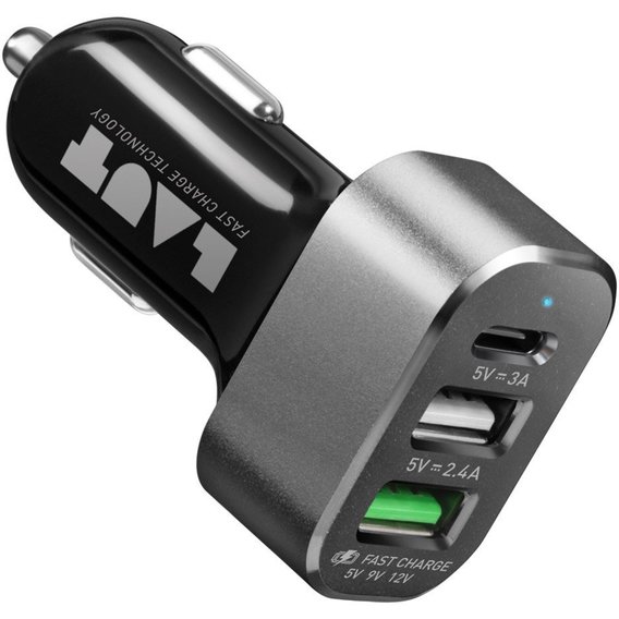 Зарядное устройство LAUT USB Car Charger Power Dash 7.8A 2xUSB/USB-C Black (LAUT_PD05_BK)