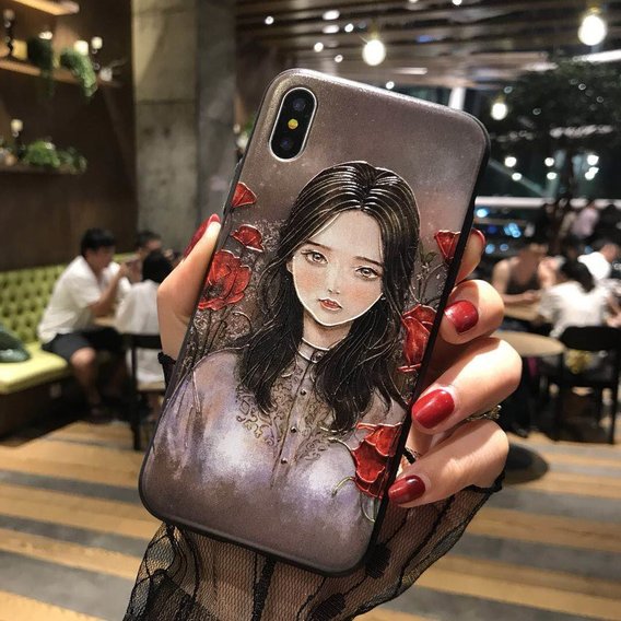 Аксессуар для iPhone Fashion YCT Picture TPU Girl in red Flowers for iPhone X/iPhone Xs