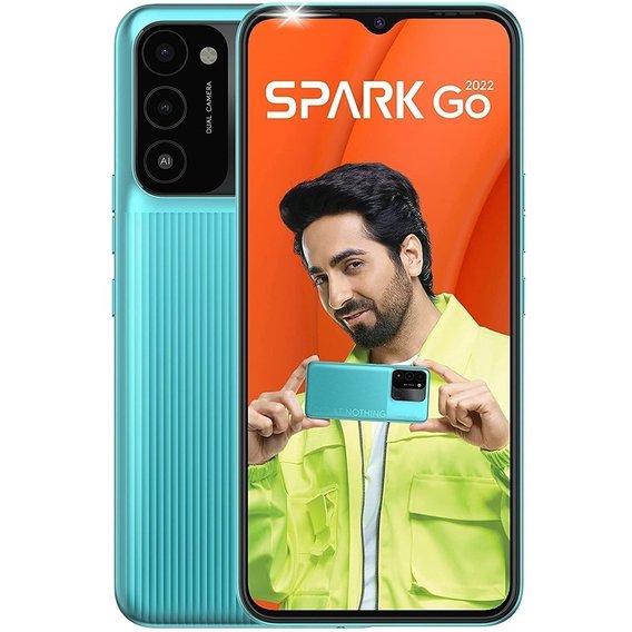 Смартфон Tecno Spark Go 2022 (KG5m) 2/32Gb NFC Dual SIM Turquoise Cyan (UA UCRF)