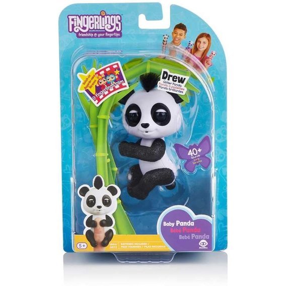 Fingerlings Интерактивная ручная панда WowWee Дрю (черная) (W3560/3564)