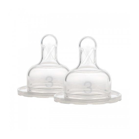 Соска 3-го уровня для бутылочки с широким горлышком, силикон, 6+ месяцев, 2 шт. (382-INTL)