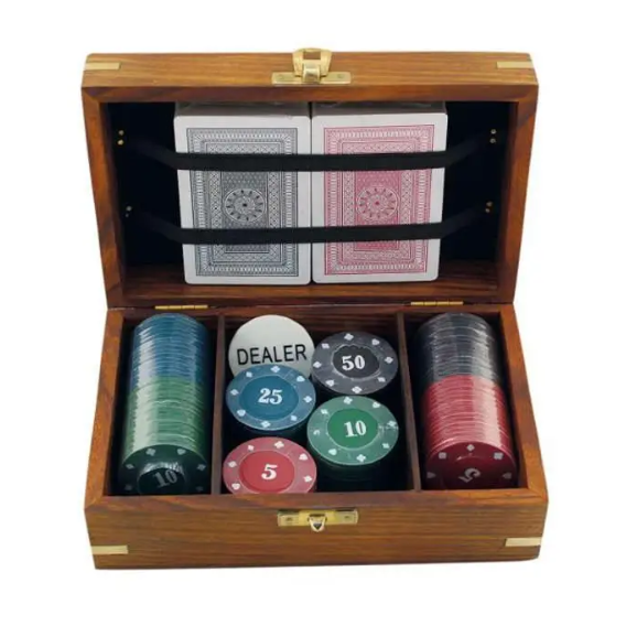 Игра в покер Sea Club в деревянной коробке 100 фишек (9468.V)