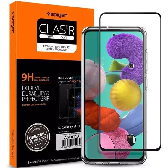 Аксессуар для смартфона Spigen Tempered Glass Protector Glas.tR Slim 2 Pack Black (AGL01372) for Samsung A515 Galaxy A51
