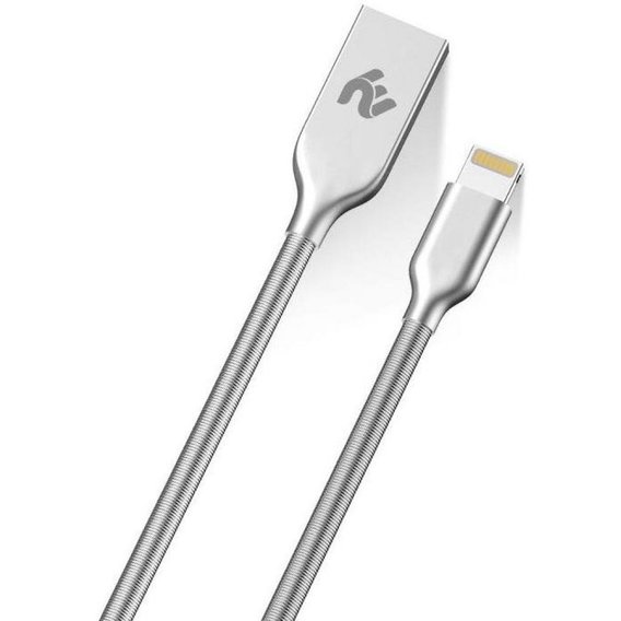 Кабель 2E USB Cable to Lightning Spring Metal 1m Silver (2E-CCTI36M-1S)