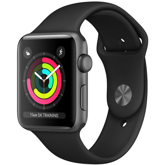Apple Watch Series 3 42mm GPS Space Gray Aluminum Case with Black Sport Band (MTF32)