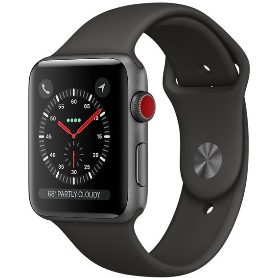 Apple Watch Series 3 42mm GPS+LTE Space Gray Aluminum Case with Gray Sport Band (MR2X2)