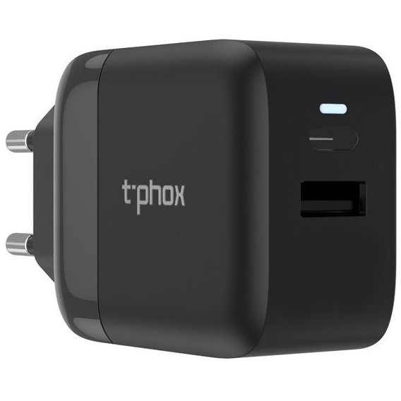 Зарядное устройство T-PHOX Wall Charger USB-C and USB3.0 Power Delivery 18W Black (Coco Black)