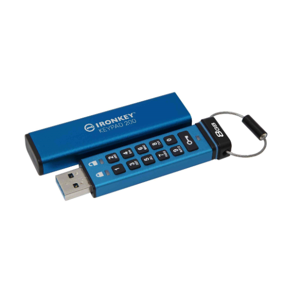 USB-флешка Kingston 32GB IronKey Keypad 200 AES-256 Encrypted USB 3.2 Blue (IKKP200/32GB)