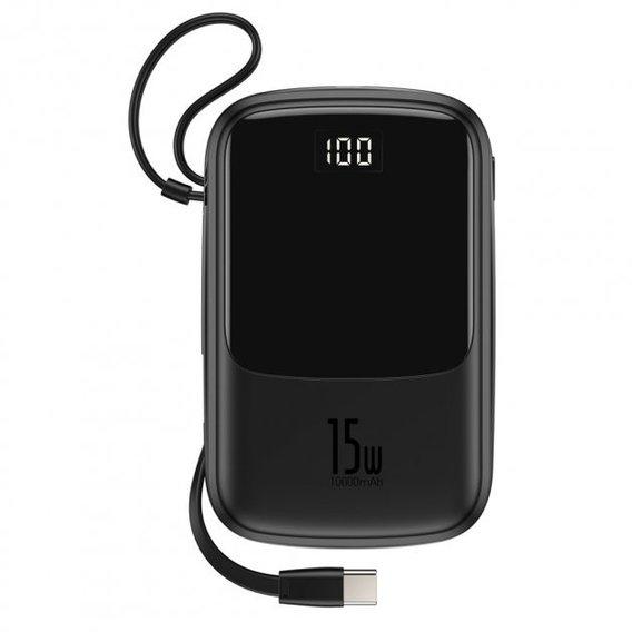 Зовнішній акумулятор Baseus Power Bank 10000mAh з USB-C Cable Q Pow Display 15W Black (PPQD-A01)