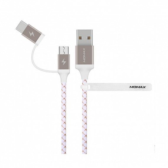 Кабель Momax Cable USB Cable to microUSB/USB-C Zero 1m Gold (DTC11L)
