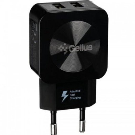 Зарядное устройство Gelius Wall Charger 2xUSB Ultra Prime GU-HC02 2.1A Black with Lightning Cable