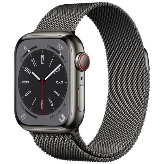 Apple Watch Series 8 41mm GPS+LTE Graphite Stainless Steel Case with Graphite Milanese Loop (MNJL3/MNJM3)