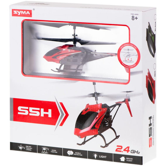 Вертолёт на радиоуправлении Syma со светом, барометром и гироскопом 23 см красный (S5H Red)