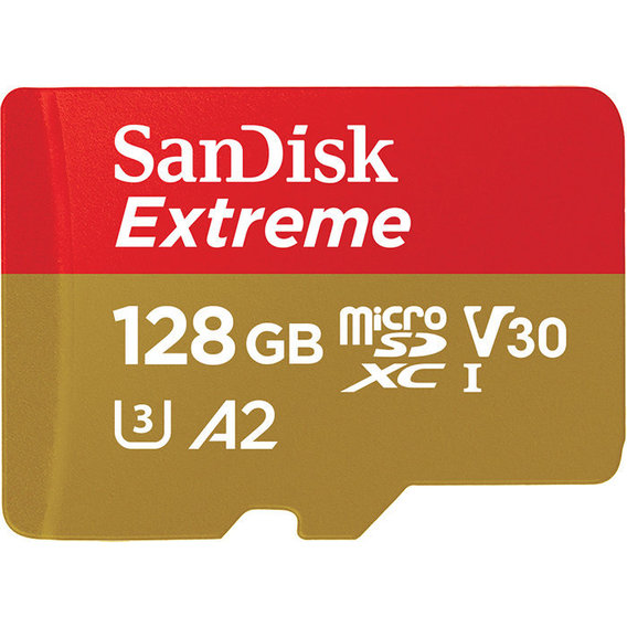 Карта памяти SanDisk 128GB microSDXC Class 10 UHS-I U3 A2 Extreme V30 + адаптер (SDSQXA1-128G-GN6MA)