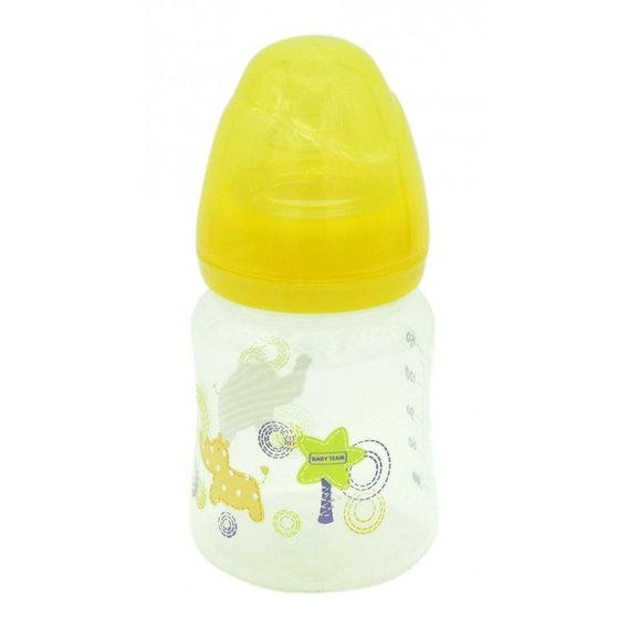 Бутылочка с широким горлом Baby Team 150мл 0+ (1003 желтый)