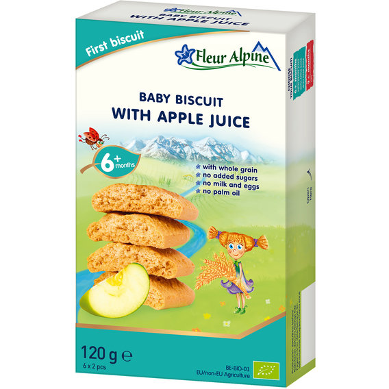 Печенье детское Fleur Alpine с яблочным соком с 6 месяцев 120 г (1684022)