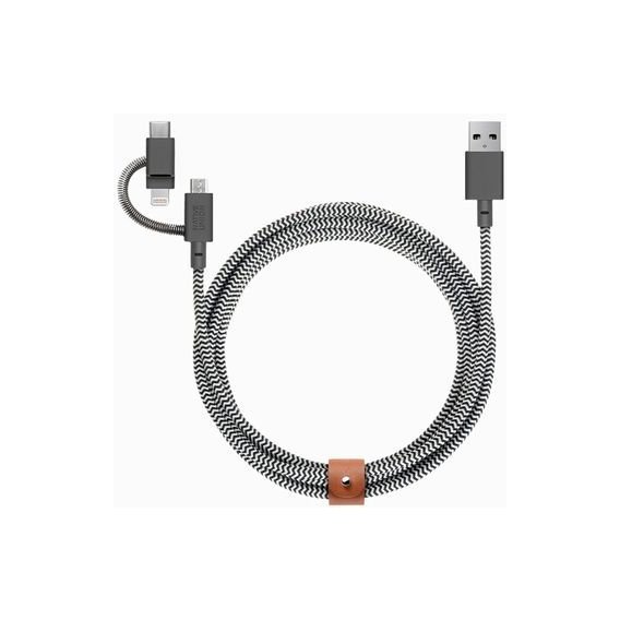 Кабель Native Union USB Cable to Lightning/microUSB/USB-C Belt Universal 2m Zebra (BELT-KV-ULC-ZEB-V2)