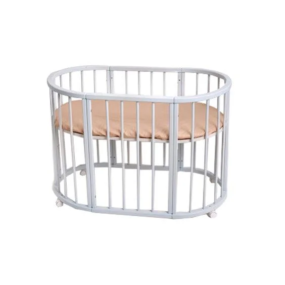 Кроватка детская Twins Cozy овальне 170х70 круглая рейка Вишиванка, белый