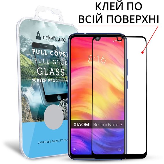 Аксессуар для смартфона MakeFuture Tempered Glass Full Cover Glue Black (MGFCFG-XRN7) for Xiaomi Redmi Note 7 / Redmi Note 7 Pro
