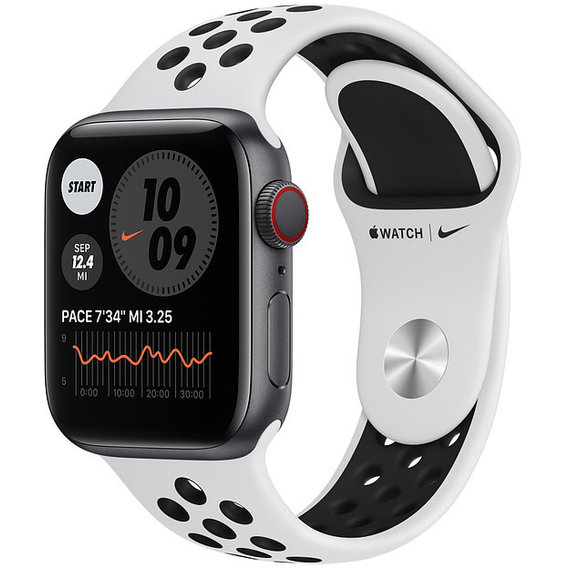 Apple Watch Series 6 Nike 40mm GPS+LTE Space Gray Aluminum Case with Pure Platinum/Black Nike Sport Band (M0DL3,MX8D2AM)