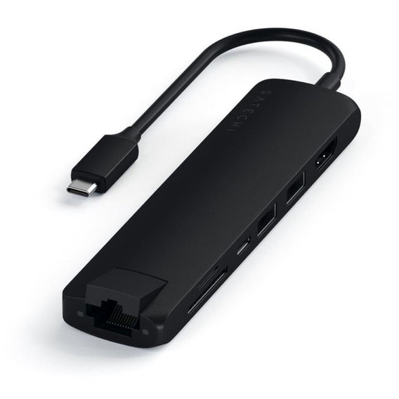 Адаптер Satechi Adapter USB-C to 2xUSB3.0+HDMI+USB-C+RJ45+SD Black (ST-UCSMA3K)