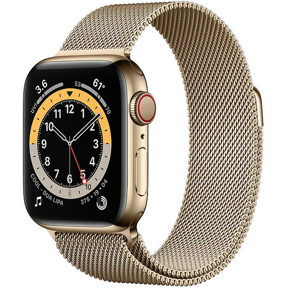 Apple Watch Series 6 44mm GPS+LTE Gold Stainless Steel Case with Gold Milanese Loop (M07P3)