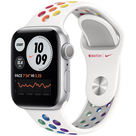 Apple Watch Series 6 Nike 40mm GPS Silver Aluminum Case with Pride Nike Sport Band (M02J3,MYD52AM)
