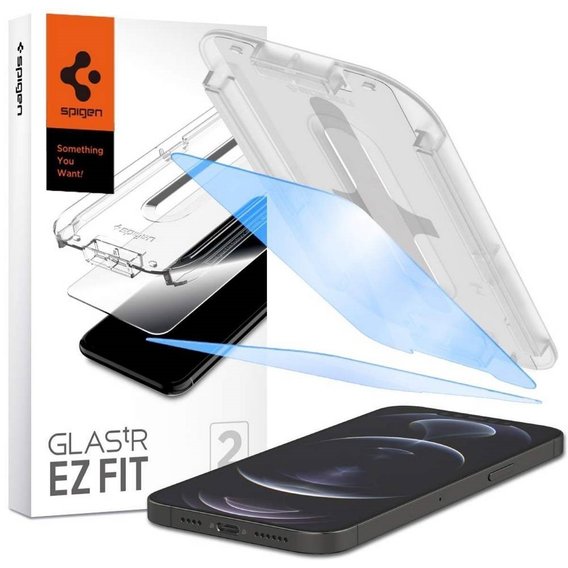 Аксессуар для iPhone Spigen Tempered Glass tR EZ Fit Transparency Sensor Open 2 Pack Anti-BlueLight (AGL03379) for iPhone 14 Plus | 13 Pro Max