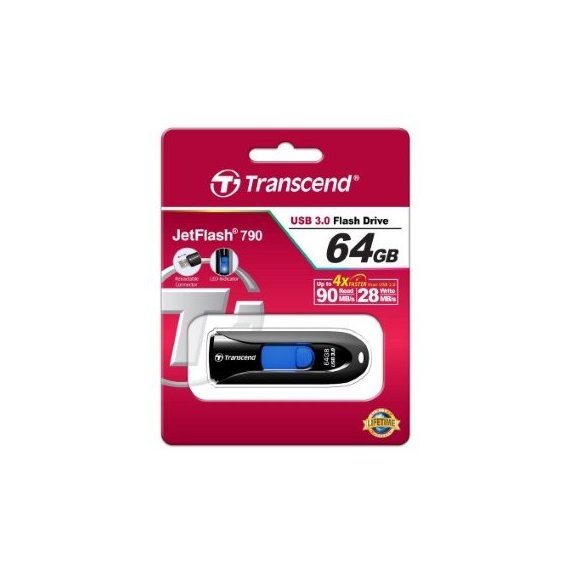 USB-флешка Transcend 64GB JetFlash 790 USB 3.0 Black (TS64GJF790K)