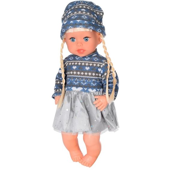 Детская кукла Яринка Bambi M 5602 на украинском языке (Синее с серым платье)