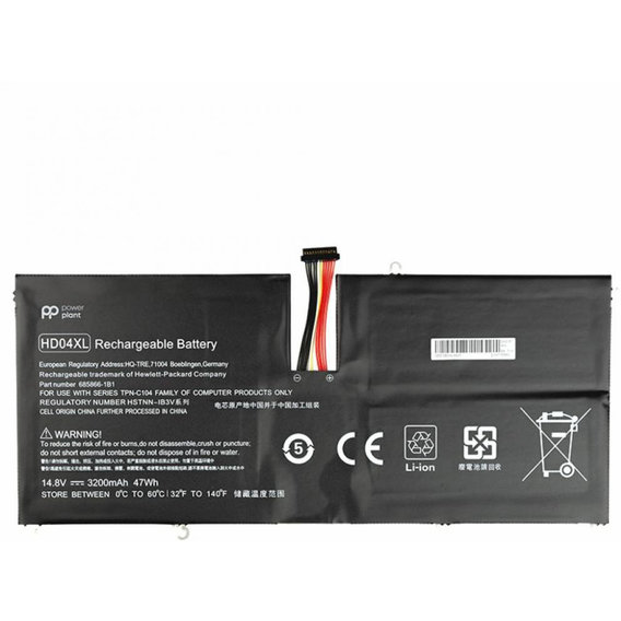 Батарея для ноутбука Аккумулятор PowerPlant для ноутбуков HP Envy Spectre XT 13-2120TU (HD04XL) 14.8V 3200mAh (NB461363)