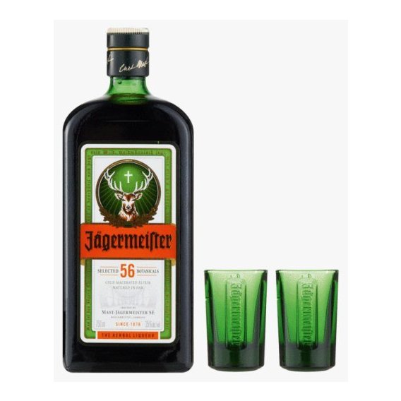 Ликер Jagermeister 0.7л + 2 зеленые рюмки 20мл