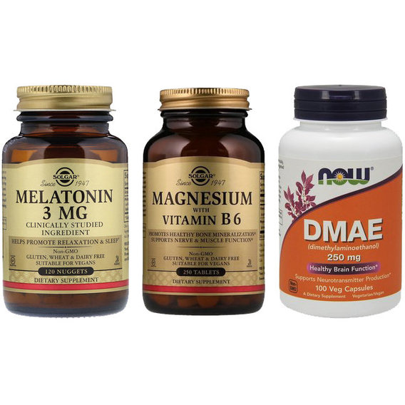 

Набор Биологически Активных Добавок для улучшения сна и работы мозга (Magnesium-B6 + Melatonin + DMAE)