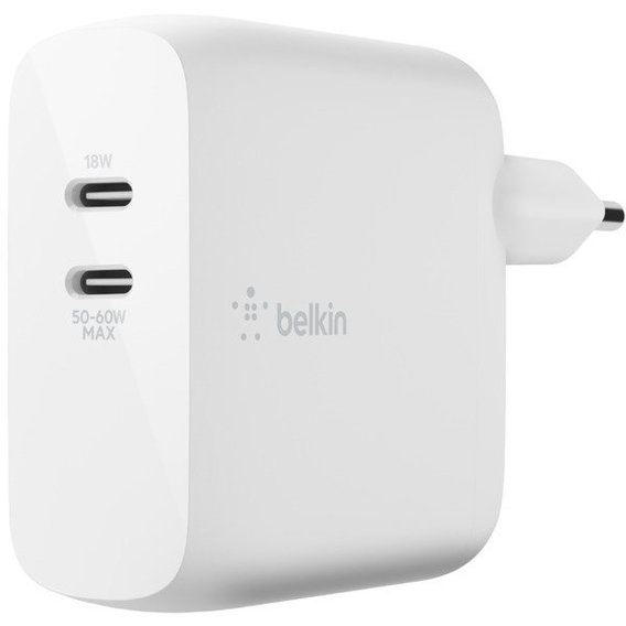 Зарядное устройство Belkin USB-C Wall Charger GAN 50+18W White (WCH003VFWH)