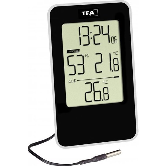 Термогигрометр цифровой TFA, внешний проводной датчик, 72x16x121 мм