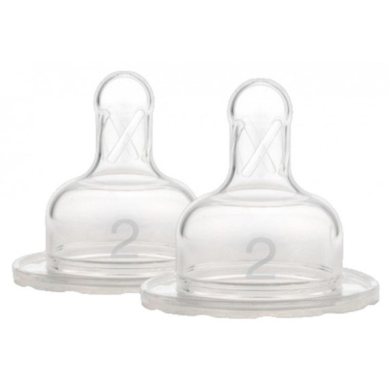 Соска 2-го уровня для бутылочки с широким горлышком, силикон, 3+ месяцев, 2 шт. (372-INTL)