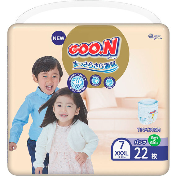 Трусики-подгузники GOO.N Premium Soft для детей 18-30 кг, 7 (3XL), 22 шт