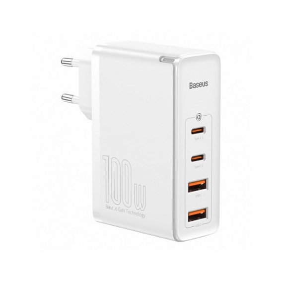 Зарядное устройство Baseus Wall Charger GaN2 2xUSB-C+2хUSB 100W White with USB-C Cable (CCGAN2P-L02)