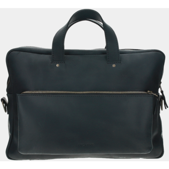 INCARNE Handmade Leather Laptop bag Biz Black for MacBook 15-16"
