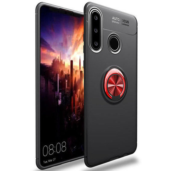 Аксессуар для смартфона TPU Case TPU PC Deen ColorRing Magnetic Holder Black/Red for Huawei P30