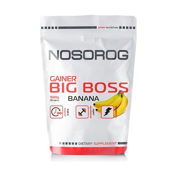 Гейнер Nosorog Nutrition Big Boss Gainer 1500 g /15 servings/ Banana