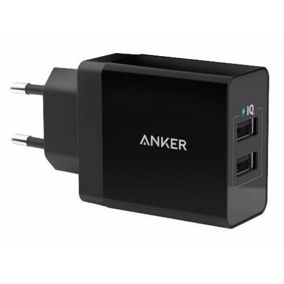 Зарядное устройство ANKER USB Wall Charger PowerPort2 24W/4.8A+Micro USB cable V3 Black (B2021L11)