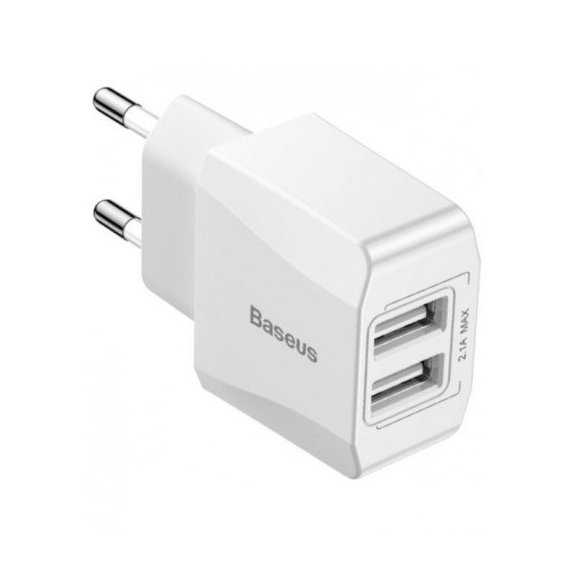 Зарядное устройство Baseus USB Wall Charger 2xUSB 2.1A Mini Dual-U White (CCALL-MN02)
