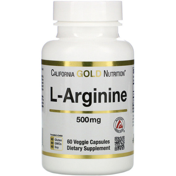 California Gold Nutrition L-Arginine, AjiPure, 500 mg, 60 Veggie Caps